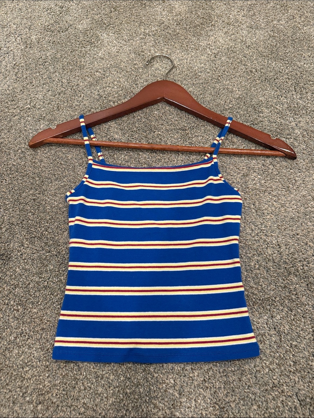 Garage Blue Striped Tank Top with Cream & Red Accents